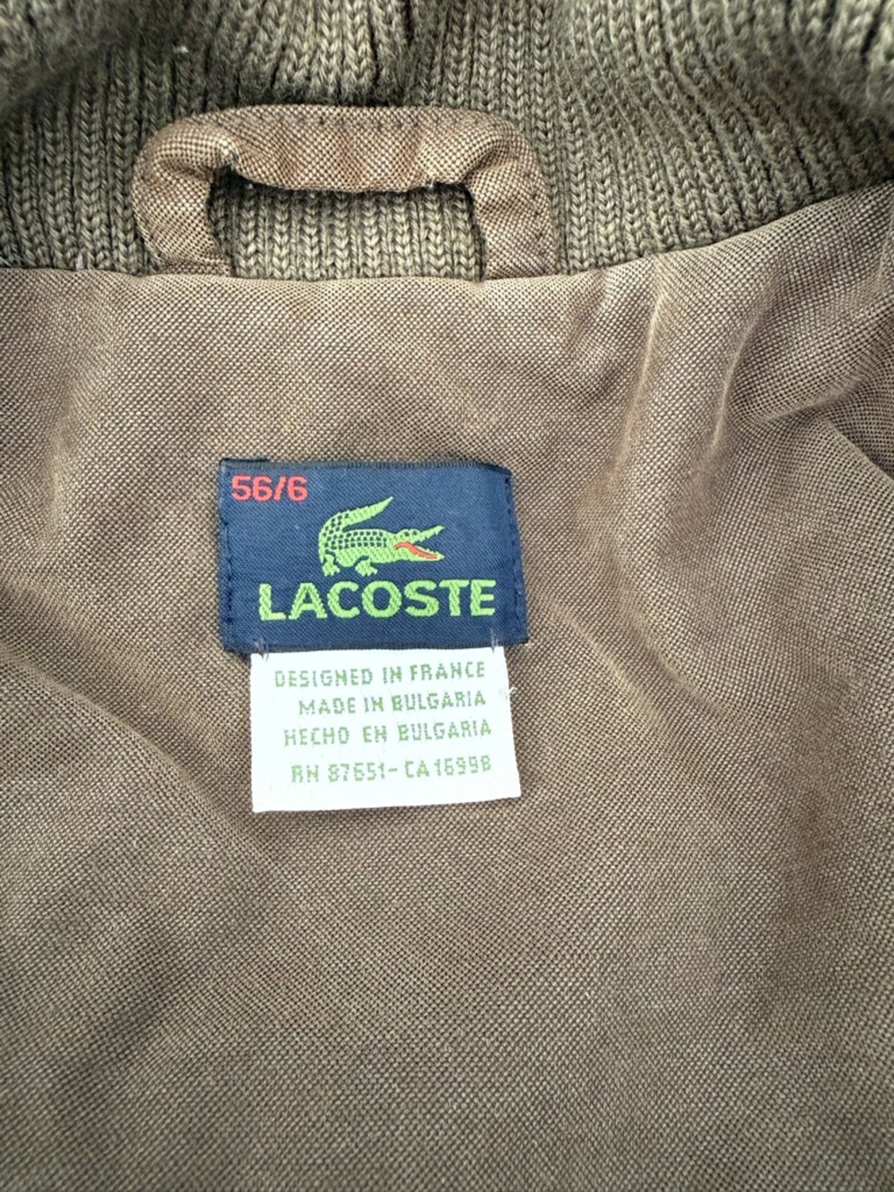 Lacoste Vintage 90s Brown Olive Zip-Up Bomber Jacket - Picture 9 of 13